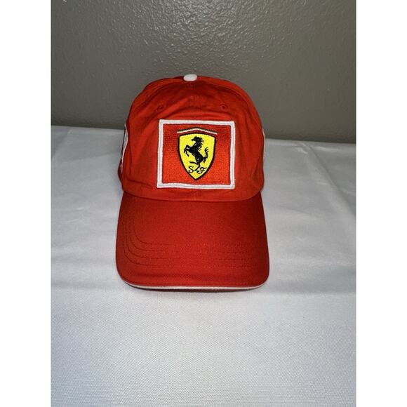 Ferrari Hat Red Cap Logo Patches Fila Mens Large Racing Cars Motor - Picture 1 of 10